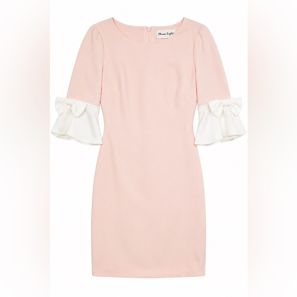 Phase Seven Blush Pink & White Bow Sleeve Dress